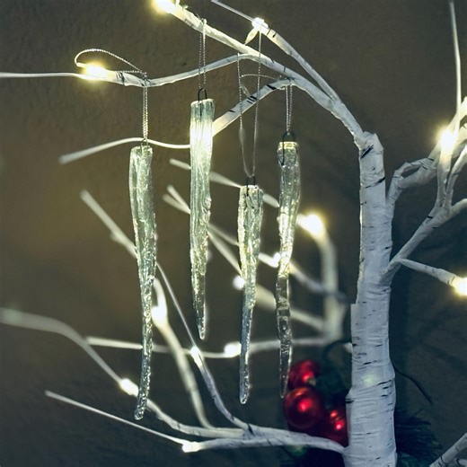Fused Glass Icicle Christmas Ornaments (5” - 6”, Set of 4) - Etsy