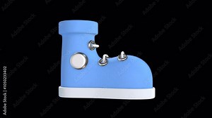 3D Shoe Rotating on a Transparent Background. Seamless Loop. Sneaker 3D. 4K