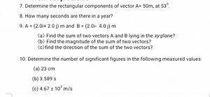 Determine the rectangular components of vector A = 50 \mathrm {... | Filo