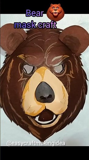 Bear🐻mask craft #animalmask #papermask #bear #kidscraft #easymask #shortcraft#craft#maskmakingideas