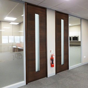 [Hot Item] Commercial Office Hollow Core Wood Door Entry Wooden Glass Door for Office Building