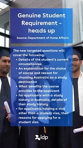📌 [NEWS ALERT] The Department of Home Affairs has rolled out a new Genuine Student Requirement for student visas submitted on or after March 23, 2024. Read more about the new policy by clicking the link in bio🔗 #InternationalStudents #StudyinAustralia #australia #au #migration #strategy #migrationstrategy #announcement #news #2024update #new #update | IDP Education