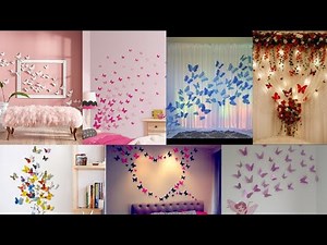 DIY Butterfly wall decor ideas with paper/Room decoration with butterfly/Wall art tree design.