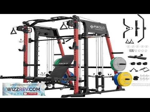 Mikolo M4 2.0 Smith Machine 2200lbs Squat Rack with LAT Pull Down System