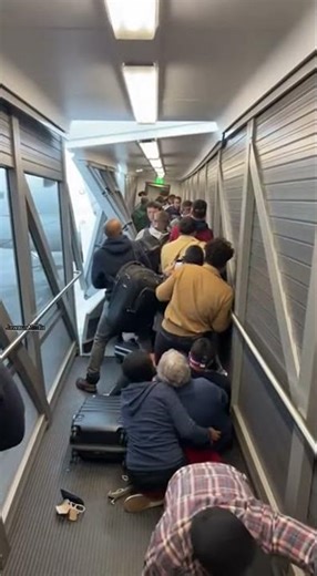 Airport Jet Bridge Collapse Sends Passengers Sliding Toward Plane ✈️😱