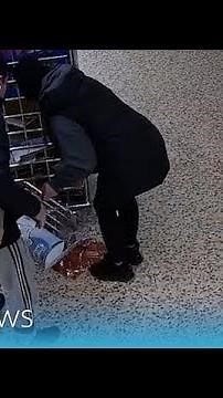 Shocking CCTV captures shoplifters stealing dozens of items from Tesco shelves