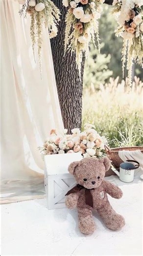 This garden tree backdrop does 80% of the work.