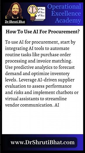 How To Use AI For Procurement? | Automate, Optimize & Save Costs | Dr. Shruti Bhat