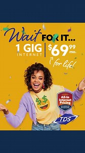 Get the deal of a lifetime on 1 Gig fiber-backed internet from TDS. Pay just $69.99/mo. for life! Wi-Fi router included. | TDS Telecommunications LLC | Facebook