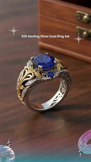 925 Sterling Silvery Two ne Ring Set with Synthetic Sapphire, Vintage Style, Domineering Men's And Women's Rings, Suitable for Daily Wear And Party/ Birthday/ Anniversary Christmas Necklace Gift Multi-Layered Moon Boho Insect Dragonfly Necklace rice grain #silverjewelry #weddingrings #engagementringalternative #weddingringsizers #npjewelry #personalizedjewelry #sunandmoonring #menjewelry #mensrings #luxuryjewellery