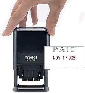 Paid Self Inking Stamp, Paid Stamps for Retail Use, Self Inking Stamp with Red Ink, Rubber Stamps for Business, with Check NO. & Date