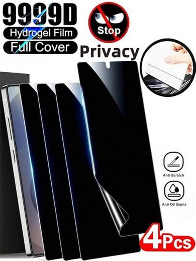4pcs Anti-Peep Hydrogel Film Explosion Proof And Scratch Resistant Anti Spy Mobile Phone Screen Protector Film Compatible With Samsung Galaxy S26 S25 S24 S23 S22 Ultra A57 A56 A54 A35 A37 A36 A26 A17 A16 A06 A07 4G 5G Z /6/5/4/3 Scratch Automatic Repair Smooth Oil Repellent Layer Subway/Office Privacy Protection Soft Film [Not Glass]Does Not Support Fingerprint Recognition | SHEIN