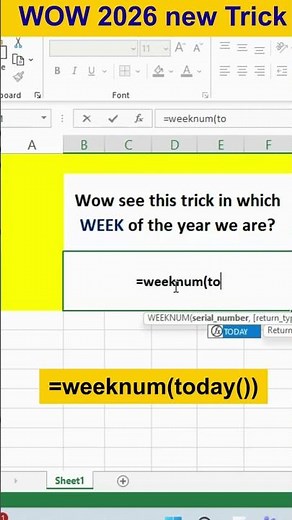 "Excel Week Number Formula | Find Week of the Year Instantly!" #tips #viral #shorts #tricks #2026