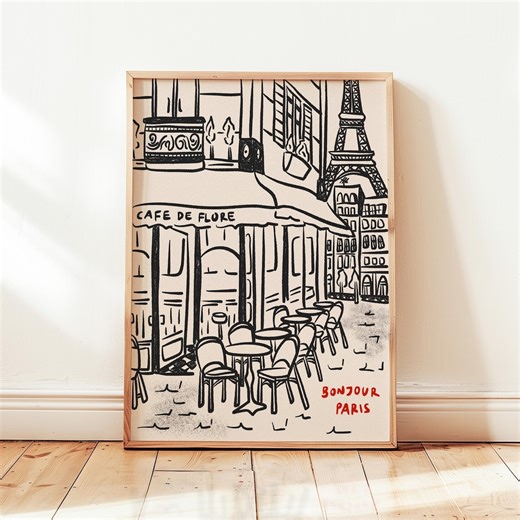 Paris City Retro Printable, Eiffel Tower France Poster, Europe Travel Wall Art Decor  - Etsy