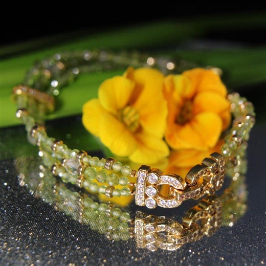 Handmade Peridot and Topaz Beaded Bracelet, Gold Accent Jewelry, 17cm - Etsy