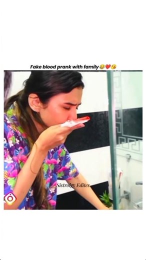 Fake blood prank with family 🤣❤️😘#sistrology#edites