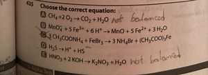 Choose the correct equation:A) CH4   2 O2 → CO2   H2OB) MnO... | Filo