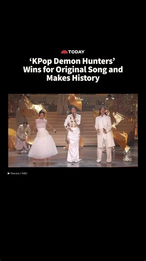 They're goin’ up, up, up! “KPop Demon Hunters” continued to win at the Oscars when the movie’s global hit anthem “Golden” won in the best original song category. The song is co-written by K-pop songwriter/producer EJAE and composer Mark Sonnenblick and performed by the movie's fictional group HUNTR/X. It is the first K-pop song to win an Oscar. 📹: Oscars / ABC