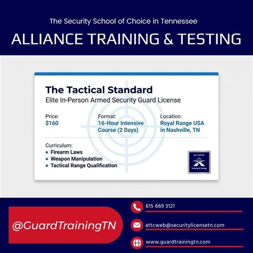 16-Hour Armed Security Guard License Class Nashville Tennessee ‪@guardtrainingtn‬ #guardtrainingtn