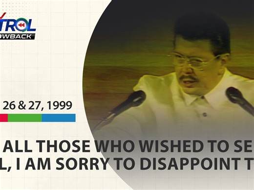 #SONAThrowback | Sa ikalawang SONA ni Joseph "Erap" Ejercito Estrada noong 1999, bumwelta siya sa kanyang mga kritikong nagsasabing palpak ang kanyang liderato. Noong sumunod na araw binalita naman ang operasyon sa mata ng pangulo. Panoorin ang mga bahagi ng TV Patrol noong July 26 at 27, 1999. | TV Patrol