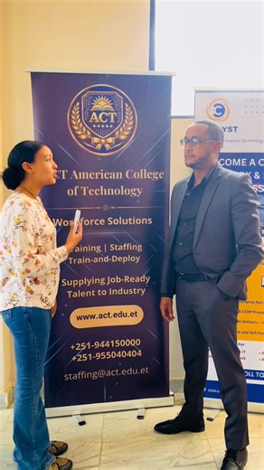 Catalyst Information Technology Services - Nahom Melaku Nega As part of the Back to Campus: Skills, Opportunities & Industry Connections event organized by American College of Technology, we were pleased to host Catalyst Information Technology Services. The company joined the event to connect with students, share industry insights, and discuss career opportunities in the technology sector. During the session, Nahom Melaku Nega, CEO & Founder of Catalyst Information Technology Services, shared va