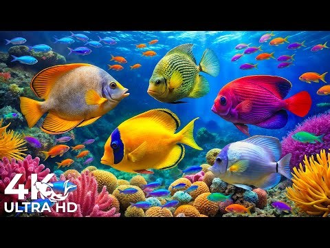 Beautiful Coral Reef Aquarium 4K ULTRA HD 🐟 Colorful Sea Fish with Calm Night Sleep Music