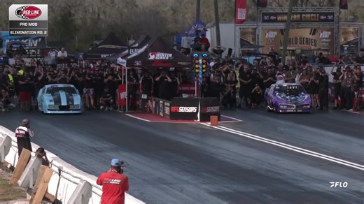 With a red light from Stevie Fast Jackson, Murder Nova is moving out of Round 3 at the Drag Illustrated World Series of Pro Mod! #DIWinterSeries #FloDragRacing #WSOPM | FloDragRacing
