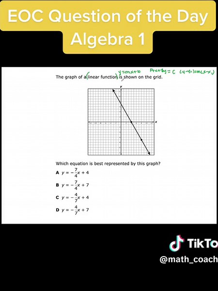 Linear Function Graph EOC Question