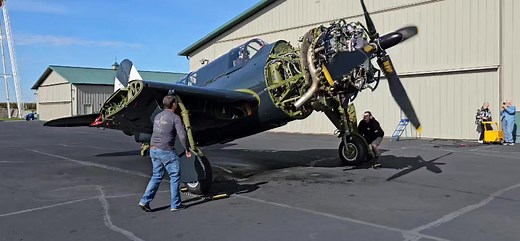After 79 years, Fagen Fighters SB2C-5 Navy Helldiver, known as "the Beast" roared back to life today at Fagen Fighters WWII Museum. Fagen Fighters Restoration team led by Brandon Deuel was on hand for the engine-run and aircraft taxiing. Evan Fagen, the museum Chief Pilot was at the controls. | Fagen Fighters WWII Museum