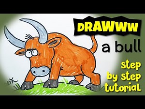 HOW TO DRAW AN ANGRY BULL CARTOON? (Learn Step By Step. Easy and fun.)