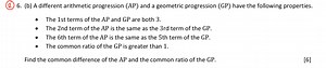 A different arithmetic progression (AP) and a geometric progres... | Filo