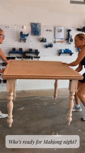 Game night just got a glow up! We built this DIY Mahjong table and now we will be hosting! Who’s in for a game? Free plans coming soon! Kreg Tool #mahjong #kregjig | Shanty2Chic