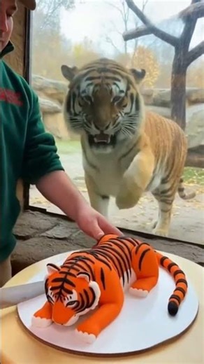 a tiger howling in amazement