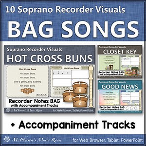 Recorder Music and Songs Interactive Visuals {Notes BAG} Bundle