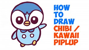 How to Draw Baby Chibi Kawaii Piplup from Pokemon Easy Step by Step Tutorial – How to Draw Step by Step Drawing Tutorials
