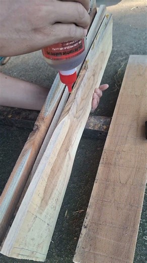 connecting boards using mr glue #automobile #wood #woodworking