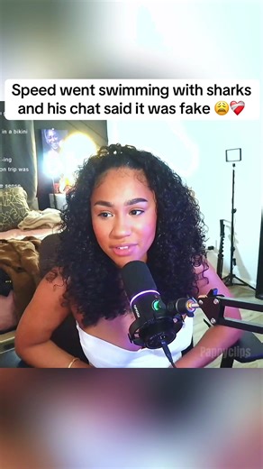 Reporting live: @LOLA CLARK 🎀 shared that @IShowSpeed was upset after his chat accused his shark-swimming stream of being fake. 😔❤️‍🩹 #blasianbabylola #ishowspeed #shark #swimming #irlstreaming