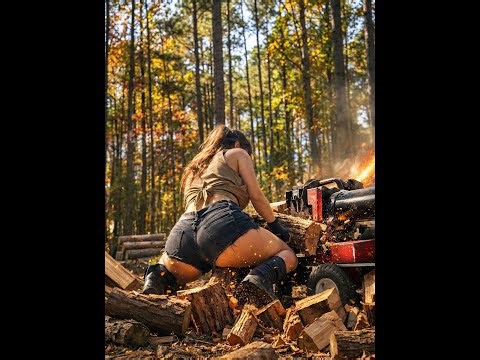 PURE FORCE! This Log Splitter Obliterates Massive Logs in Real Time 🤯🔥