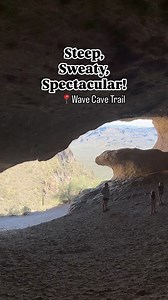 The Wave Cave Trail is one we’ve had on our list for awhile, and finally made the hike with friends on a gorgeous (warm) February day! This trail is 3 miles out and back, and not easy. The entire trail is uphill, with the first mile more gradual, and the last half mile steeper and with loose rock. The trail also can be a bit hard to find at times so definitely use AllTrails to stay on the trail. The last 0.4 miles is the steepest, comparable to parts of the Echo Canyon Trail on Camelback Mountai