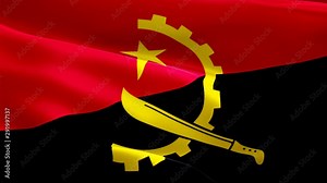 Angola waving flag. National 3d Angolan flag waving. Sign of Angola seamless loop animation. Angolan flag HD resolution Background. Angola flag Closeup 1080p Full HD video for presentation