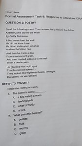 Time: 1 hourFormal Assessment Task 8: Response to Literature: ... | Filo