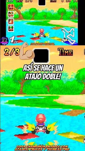 Perform a DOUBLE SHORTCUT in Riverside Park Mario Kart Super Circuit | GBA | Tricks | Advanced Te...