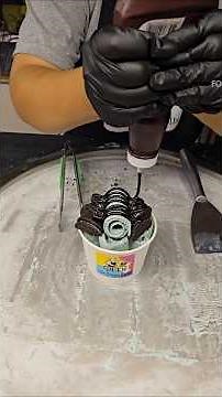 Mint Oreo Rolled Ice Cream Made on Cold Stone - Satisfying Street Food Dessert