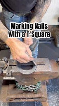 Marking nails using a T-Square on a bevel horseshoe.