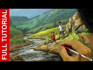 Children Beside the River — Full Acrylic Painting Tutorial with Step-by-Step Instructions