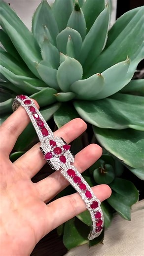 Luxury Lab-created Red Ruby Bracelet | Vintage Statement Jewelry | White Gold Finish | Elegant Bridal & Party Wear Bracelet - Etsy