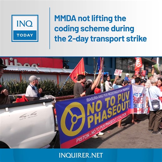 4.4K views · 14 reactions | WATCH: Amid a looming two-day transport strike nationwide, Metropolitan Manila Development Authority says it will not suspend the number coding scheme from December 14 to 15. Read more: https://inqnews.net/NotLiftingCodingScheme | INQUIRER.net | Facebook