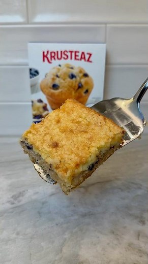 I turned Krusteaz Blueberry Muffin Mix into the softest blueberry ooey gooey bars #sponsored