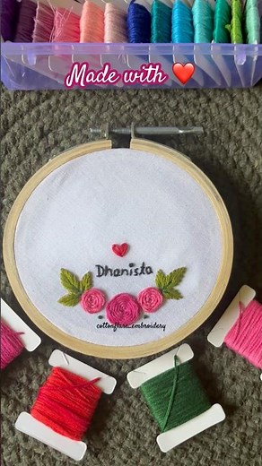 Easy flower embroidery for beginners | easy rose embroidery on hanky #learnembroidery #embroiderykit