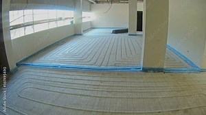 Floor Waterproofing Damp-Course With Water-proof Membrane Before Concreting Stock Video